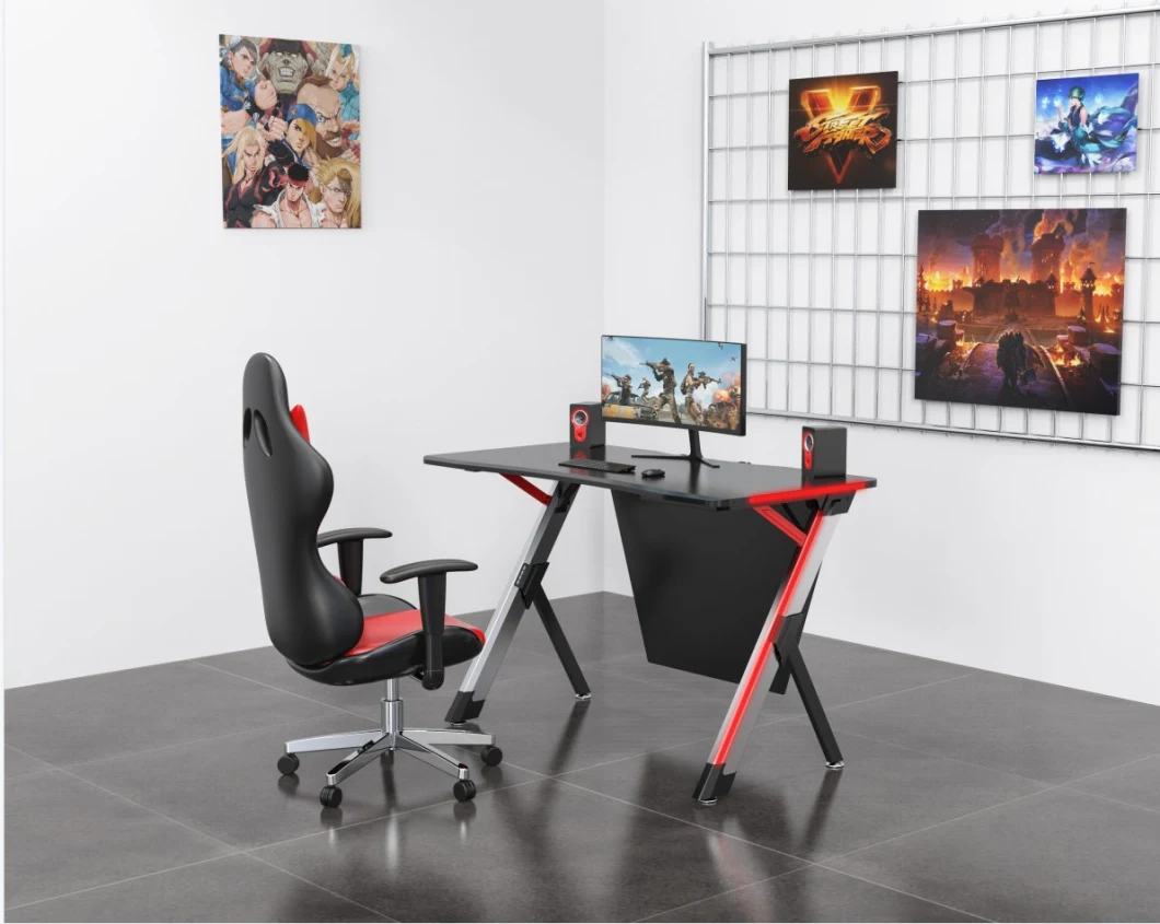 Popular Offce Home Furniture Z Shape Gaming Desk for E-Racing