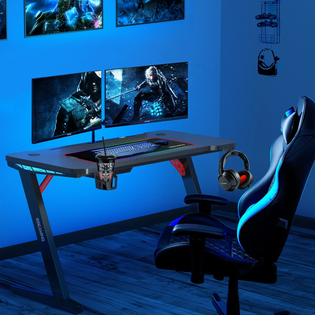 New Design RGB LED Light Gamer Desk Table RGB 2020 Gaming Desk PC Computer Desk with 1200mm MDF Desktop