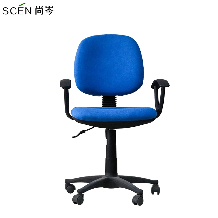 China Supplier Modern Office Furniture Adjustable Classic Blue Fabric Ergonomic Executive Swivel Lift Secretary Reception Gaming Office Chair with Armrest