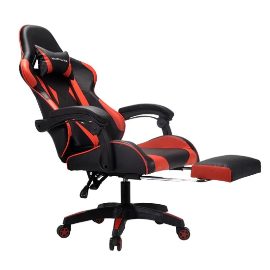 Ergonomische drehbare PC-Computer-Gamer-Gaming-Stühle mit hoher Rückenlehne und Fußstütze