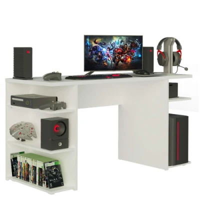 Computertisch mit Regalen, Home-Office-Schreibtisch, Schreibtisch für großen Monitorständer, Gamer-Tisch, Holzschreibtisch, Gaming-Computertisch